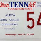 1994 ALPCA 40th International Convention Chattanooga, Tennessee License Plate (545)