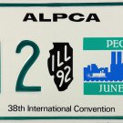 1992 ALPCA 38th International Convention Peoria, Illinois License Plate (412)