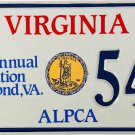 1988 ALPCA 34th International Convention Richmond, Virginia License Plate (545)