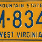 1975 West Virginia License Plate (NM-8342)