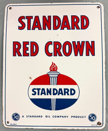 Standard Red Crown Porcelain Gas Pump Sign