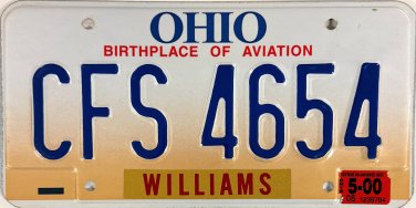 2000 Ohio License Plate (CFS 4654)