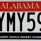 2021 Alabama Persian Gulf Veteran/Desert Shield Desert Storm License Plate (YMY598)