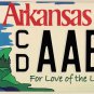 2013 Arkansas For Love of the Land License Plate (DC AABI)