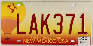 2011 New Mexico License Plate (LAK371)