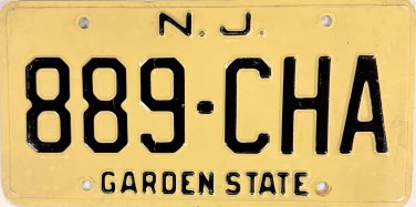 New Jersey Liense Plate (889-CHA)