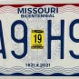 2019 Missouri Bicentennial License Plate (VA9 H9E)