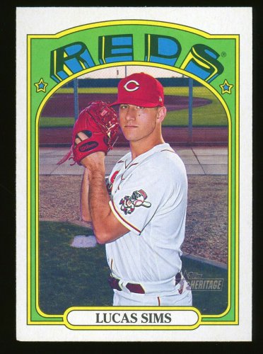 LUCAS SIMS 2021 TOPPS HERITAGE BASEBALL CARD #327 CINCINNATI REDS