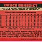 BRUCE BENEDICT- 1986 TOPPS BASEBALL - CARD #78 - ATLANTA BRAVES