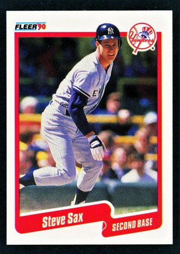 STEVE SAX - 1990 FLEER Baseball - CARD #455 - NEW YORK YANKEES
