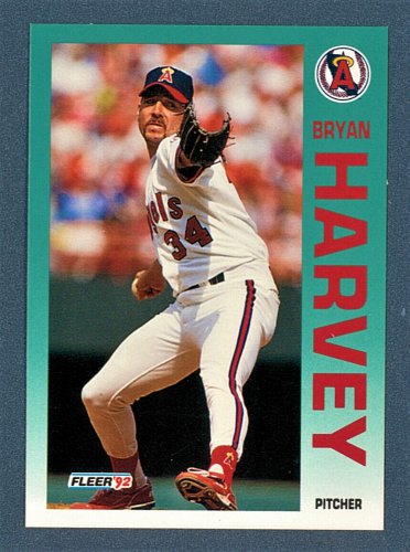 BRYAN HARVEY - 1992 FLEER BASEBALL - CARD #61 - CALIFORNIA ANGELS