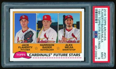 2018 TOPPS ARCHIVES 1981 TOPPS FUTURE STARS TRIOS FLAHERTY/BADER/MEJIA - PSA 9