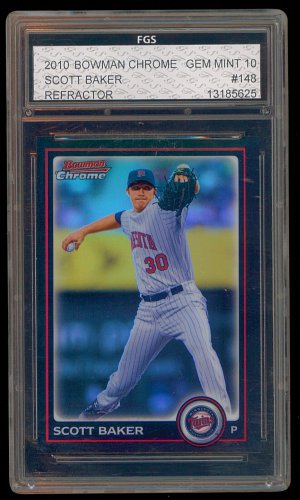SCOTT BAKER - 2010 BOWMAN CHROME - #148 - REFRACTOR - GRADED - 10 - GEM MINT