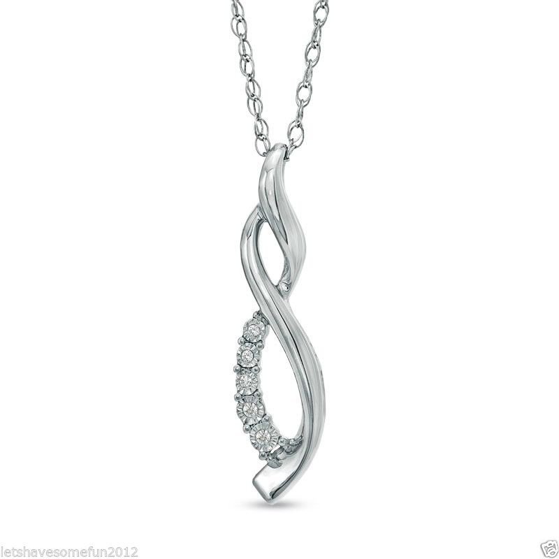 Zales Masquerade Diamond Infinity Pendant Necklace Sterling Silver .925 ...