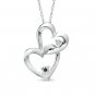 Zales Interlocking Black White Diamond Hearts Pendant necklace Sterling Silver