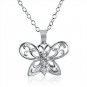 Diamond Butterfly Necklace sterling silver .925 includes FREE 18" Chain ~ NIB