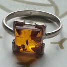 Ring 925 Sterling Silver Genuine Baltic Amber Size N