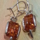 Amber and Sterling Silver Earrings