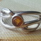 Ring 925 Sterling Silver Genuine Baltic Amber Size P