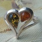 Ring 925 Sterling Silver Genuine Baltic Amber Size Q