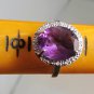 4 CARAT AMETHYST & (16 PCS) DIAMOND 925 STERLING SILVER RING/ 80% BELOW RETAIL!