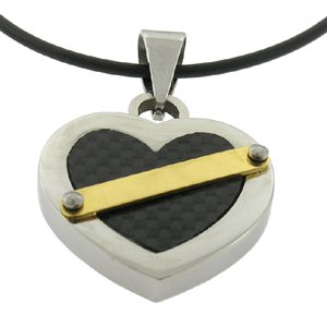 Stainless Steel Carbon Fiber Pendant Heart Pattern