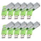 Enfain® 10pcs Swivel Design Waterproof USB Flash Drive 2.0 Memory Stick Pen (256MB, Green)