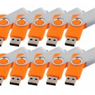 Enfain® 10Pcs Nice Swivel Design New Waterproof USB 2.0 Flash Drive Memory Stick(2GB,Orange)