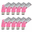 Enfain® 10Pcs Nice Swivel Design New Waterproof USB 2.0 Flash Drive Memory Stick(4GB,Pink)