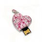 Enfain® Pink Crystal Heart Pendant Style USB 2.0 Flash Drive Memory Stick with Necklace (8GB)