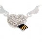 Enfain® Silver Crystal Pendant Angel Heart USB Flash Drive 2.0 8gb Memory Stick UDisk with Necklace