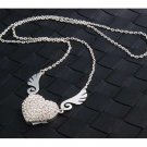 Enfain®Silver Crystal Pendant Angel Heart USB Flash Drive 2.0 16gb Memory Stick UDisk with Necklace