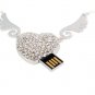 Enfain&Acirc;&reg;Silver Crystal Pendant Angel Heart USB Flash Drive 2.0 16gb Memory Stick UDisk with Necklace
