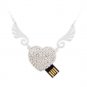 Enfain&Acirc;&reg;Silver Crystal Pendant Angel Heart USB Flash Drive 2.0 16gb Memory Stick UDisk with Necklace
