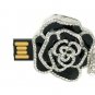 Enfain® Black Crystal Rose Flower Pendant Necklace Style 16GB USB Flash Pendrive Memory Stick