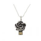 Enfain® Black Crystal Rose Flower Pendant Necklace Style 8GB USB Flash Pendrive Memory Stick