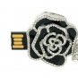 Enfain® Black Crystal Rose Flower Pendant Necklace Style 8GB USB Flash Pendrive Memory Stick