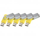 Enfain® 5pcs Swivel Design Waterproof USB Flash Drive 2.0 Memory Stick Fold Storage(4gb,yellow)