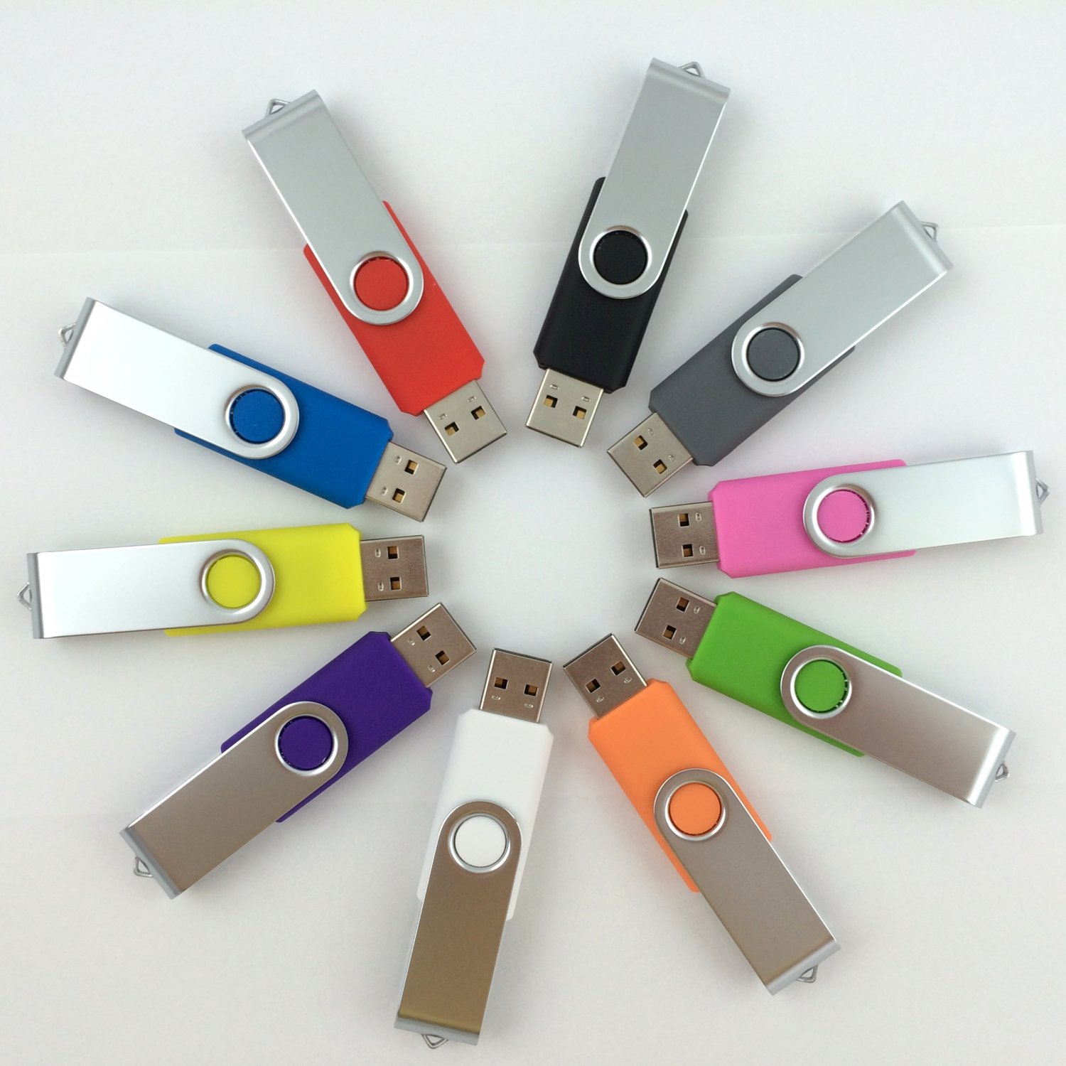 Enfain® 10PCS 4GB USB Flash Drive Bulk Pack USB 2.0 Swivel in Mix Color