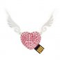 Enfain&Acirc;&reg; Pink Crystal Pendant Angel Heart USB Flash Drive 2.0 8gb Memory Stick U Disk with Necklace