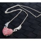 Enfain® Pink Crystal Pendant Angel Heart USB Flash Drive 2.0 16GB Memory Stick U Disk with Necklace