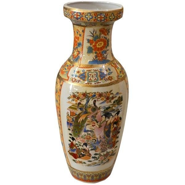 STUNNING SATSUMA PEACOCK VASE,6''DIAMETER X 14''TALL.