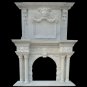 MAGNIFICENT EGYPTIAN BEIGE MARBLE 2 TIER FIREPLACE MANTEL, 90'' X 14'' X 126''H.