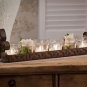 GORGEOUS RUSTIC IRON/GLASS FLEUR DE LIS VOTIVE CANDLE HOLDER,23.5''LONG.
