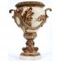 AWESOME GUILDED FAUX MARBLE CREAM/PALE YELLOW RESIN VASE,19''TALL.