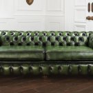 RESTORATION HARDWARE HAREWOOD HOUSE/CHESTERFIELD LEATHER SOFA ,91''WIDE!