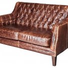 AWESOME LONDON ANTIQUED SADDLE LEATHER SETTEE/LOVE SEAT,54''W.