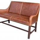 AWESOME MANCHESTER  ANTIQUED SADDLE LEATHER SETTEE/BENCH,46''W.