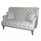 CHIC SHABBY FRENCH  LINEN TUFTED  LOVE SEAT/SETTEE,64''W X 34'X 37''H..