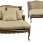 ELEGANT CANE/LINEN MADELINE ACCENT CHAISE/ CHAIR,38'' X 42'' X 35''H.